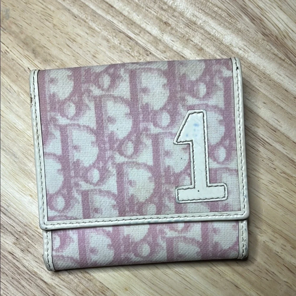 Dior Pink and Cream Canvas Wallet